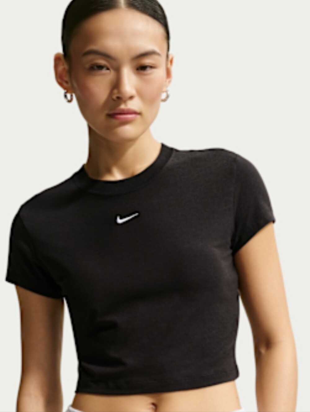 Nike The Nike Tee Slim Black Crop Short Sleeve Tee Soft Modal Blend Size Small
